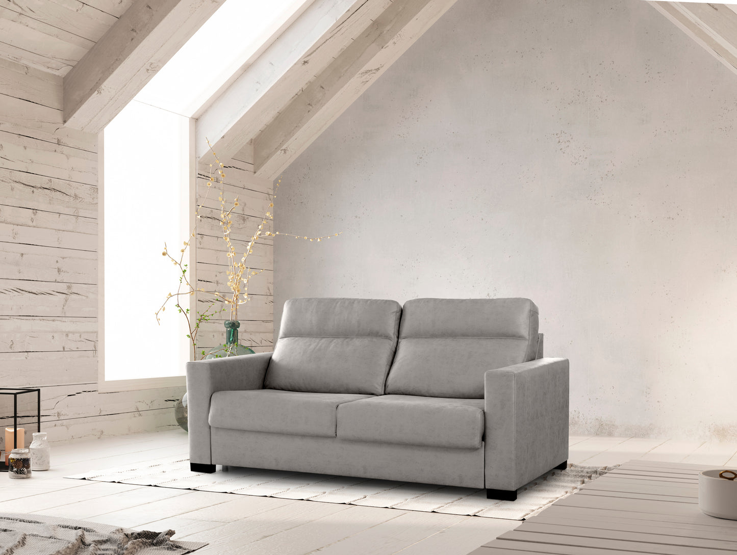 Canapé convertible Amélie : gris clair