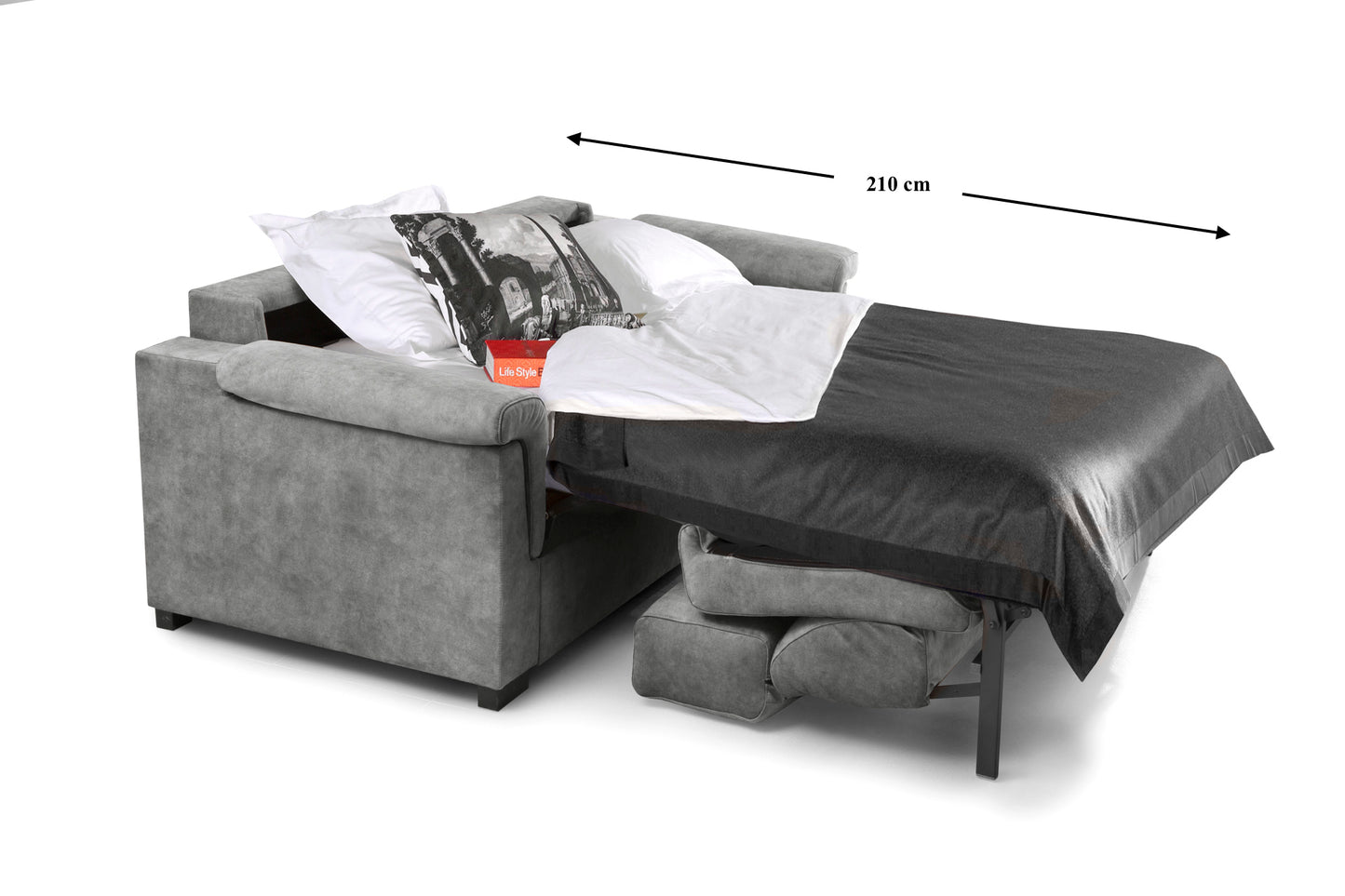 Canapé convertible Camille gris : dimensions ouvert